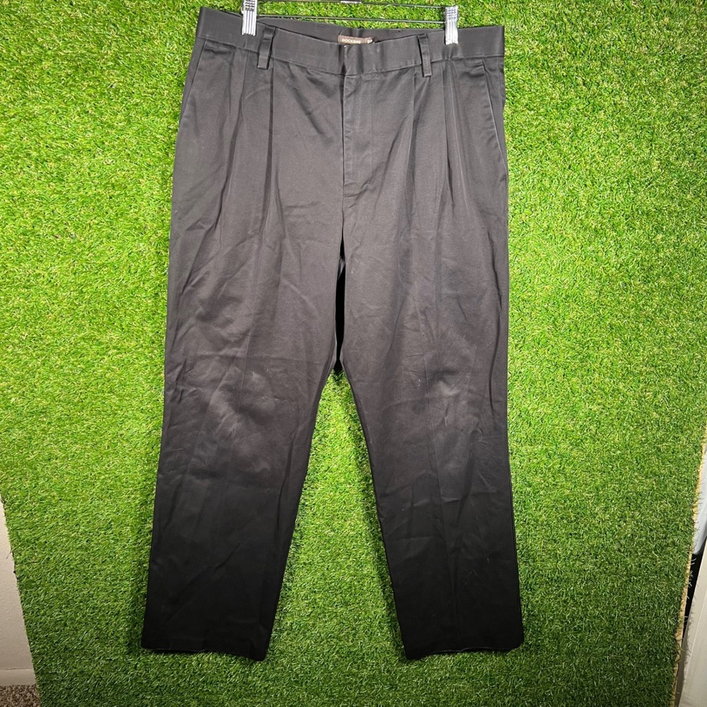 Dockers D3 Classic Fit Pleated Chino Pants Mens 34x32 Black 100% Cotton